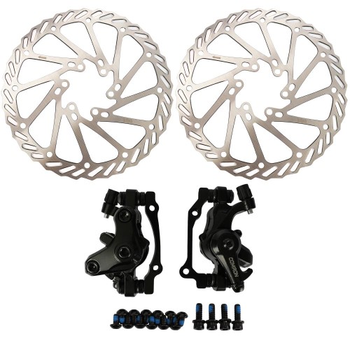 Тормозной набор дисковый механический передний+задний COMIRON BB13-A, ротор BL-019 160мм, квадратные колодки (P04)