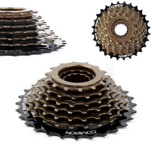 Трещотка COMIRON, 7 скоростей, 14-28Т, индексная, материал: сталь, BC1,375-24TRI/M35х1", ED черный /FW-7I