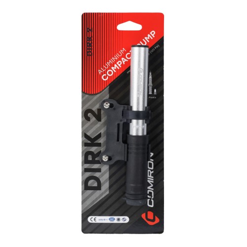 Велонасос COMIRON DIRK 2, алюминиевый цилиндр, PA пластиковая ручка, телескопический шланг, Presta-Schrader, 8,3 бар.