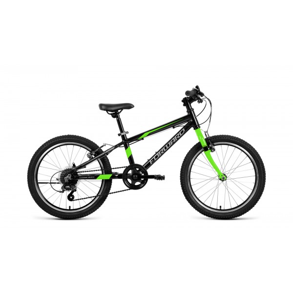 Велосипед 20" FORWARD RISE 2.0 (2022) черный/ярко-зеленый