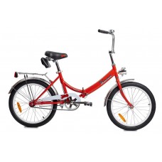 Велосипед 20" КАМА (2023), красный/белый (с фарой и фонарем)