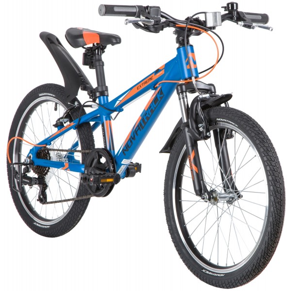Велосипед 20" Novatrack Extreme синий/оранжевый (рама алюм)