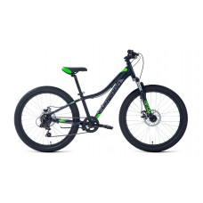 Велосипед 24" FORWARD TWISTER 2.2 disc (2020-2021) черный/ярко-зеленый