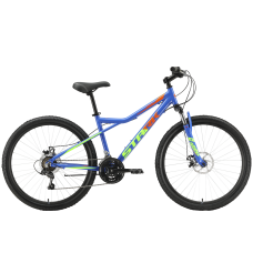 Велосипед 26" Stark Slash 26.1 D (2023) синий/салатовый/оранжевый