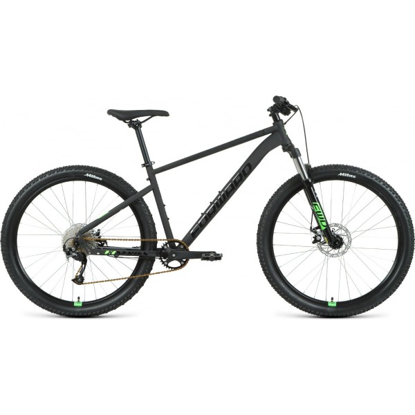 Велосипед 27,5" Forward Sporting XX (2020-2021), черный матовый/ярко-зеленый