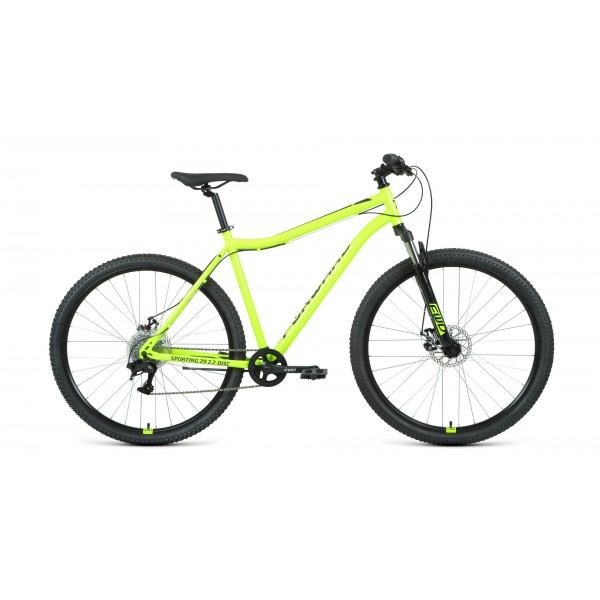 Велосипед 29" FORWARD SPORTING 2.2 D (2022) ярко-зеленый/черный