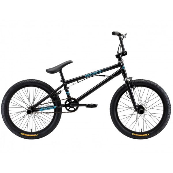 Велосипед BMX 20" Stark 2019 Madness BMX 2 чёрный/голубой 