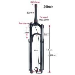 Вилка 27,5" BOLANY MTB Bike 120 мм воздушная, с выносной блокировкой, конусный шток