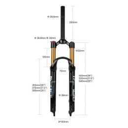 Вилка 27,5" BOLANY MTB Bike Solo Air 120 мм воздушная, с ручной блокировкой, прямой шток