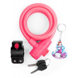 Замок c брелком 12х1200мм, с защитой от влаги и креплением, розовый инд. уп. Vinca Sport