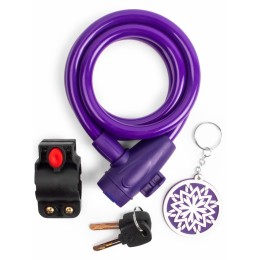 Замок c брелоком 12*1200мм, с защитой от влаги и креплением, фиолетовый,  инд. уп. Vinca Sport
