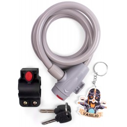 Замок c брелком 12х1200мм, с защитой от влаги и креплением, серый,  инд. уп. Vinca Sport