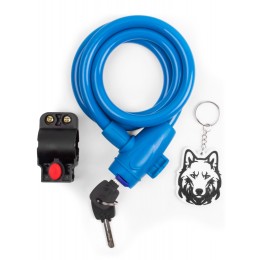 Замок c брелком 12х1200мм, с защитой от влаги и креплением, синий, инд. уп. Vinca Sport