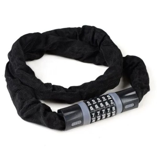 Замок кодовый KRYPTON, 5 разрядов, 1200мм, стальная цепь, толщина звеньев 6 мм, чёрно-серый