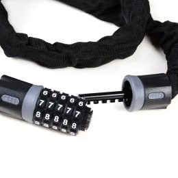 Замок-цепь кодовый R-LOCK CHAIN, 5 разрядов, 1200мм, стальная цепь, толщина звеньев 6 мм, чёрно-серый