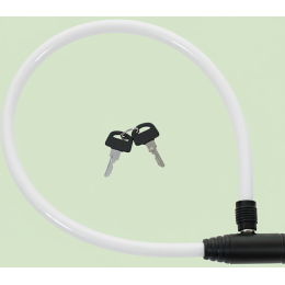 Замок-трос M-WAVE 8х600мм с ключом, белый