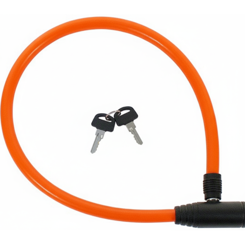 Замок-трос M-WAVE 8х600мм с ключом, оранжевый