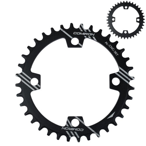 Звезда передняя COMIRON 36T NAROW WIDE, BCD104, фрезер, AL6061-T6, Fullblack. /WEI-ST-36/