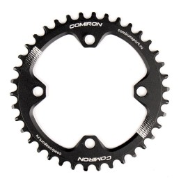 Звезда передняя COMIRON X-FIVE 38T NAROW WIDE, BCD104, фрезерованные облегчённые фаски зубьев, AL6061-T6, Fullblack, черная
