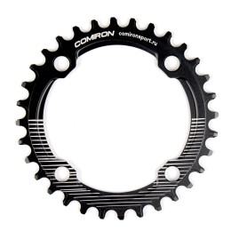 Звезда передняя COMIRON X-TWO 32T NAROW WIDE, BCD104, фрезерованная, AL6061-T6, Fullblack