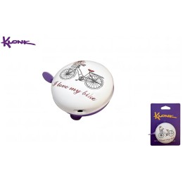 Звонок KLONK, алюминиевый, D58 мм, Classic, Ladys bike, KLK-10019 (White/Lilac)