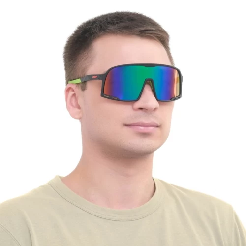 Очки спортивные "Мастер К", uv 400, ширина 14.1 см, дужка 13.4 см, линза 7.2 х 5.3 см, черно-салатовая оправа